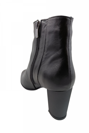 Botine dama eleganti, piele naturala, box, varf migdalat, toc gros, negru, 37.2 [1]
