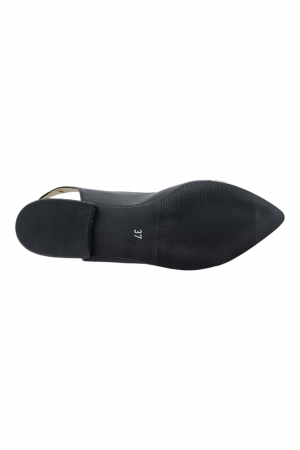 Balerini dama, piele naturala box, varf ascutit bej, toc mic, negru, Sandali [5]