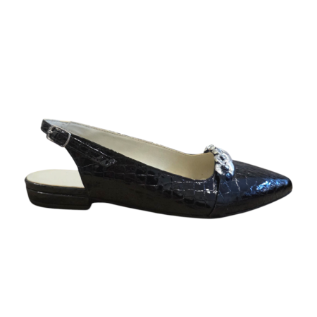Primavara - Balerini dama slingback croco negri – model elegant cu lant