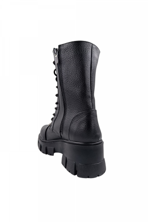 Ghete damă casual, piele naturală bizon, cataramă, talpă ușoară, crampoane mari, negru, SANDALI [2]