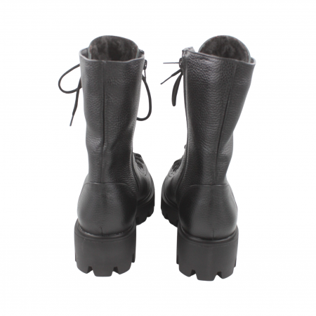 Ghete damă casual, piele naturală bizon, talpă ușoară, crampoane mari, negru [1]