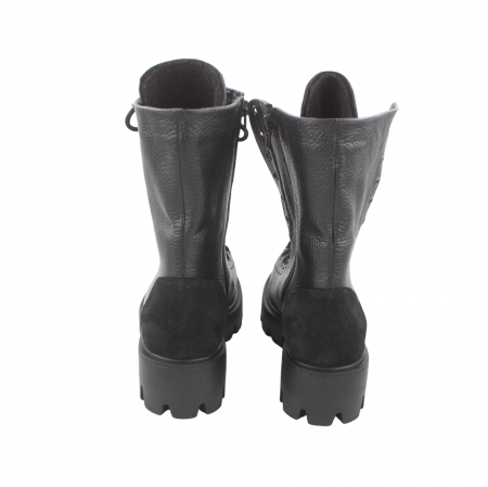Ghete damă casual, piele naturală bizon, talpă ușoară, crampoane mari, negru [3]