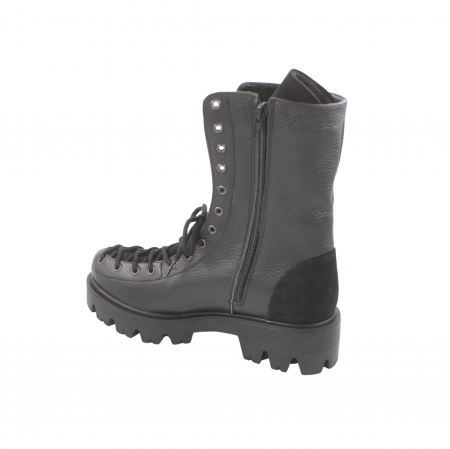 Ghete damă casual, piele naturală bizon, talpă ușoară, crampoane mari, negru [1]