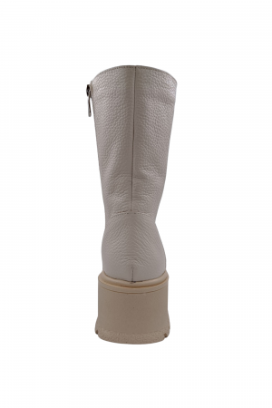 Ghete damă casual, piele naturală bizon, talpă înaltă, crampoane mari, bej [2]