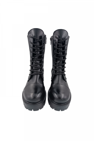 Ghete damă casual, piele naturală bizon, talpă ușoară, negru [3]
