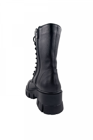 Ghete damă casual, piele naturală bizon, talpă ușoară, crampoane mari, negru, SANDALI [2]