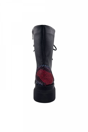 Ghete damă casual, piele naturală bizon, talpă ușoară cu striați, negru, șarpe colorat, Sandali [1]