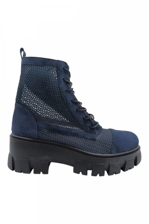 Ghete damă, piele naturală velur, plasă, talpă ușoară, crampoane mari, bleumarin [1]