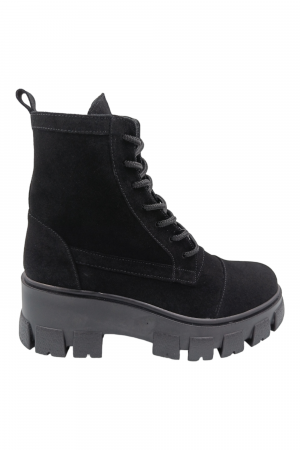 Ghete damă, piele naturală velur, talpă ușoară, crampoane mari, negru [1]