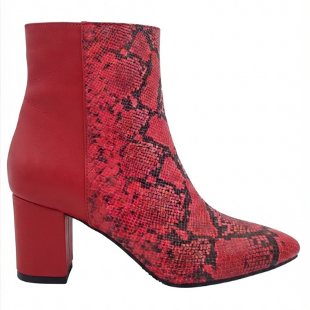 Botine cu toc gros - Botine damă piele – Ruby Snake, vârf ascuțit
