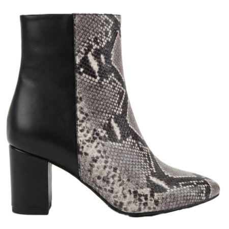 Botine cu toc gros - Botine damă piele – Shadow Snake, vârf ascuțit