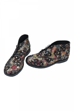 Ghete unisex casual – piele naturală, imprimeu floral, talpă ușoară, cu șireturi [4]