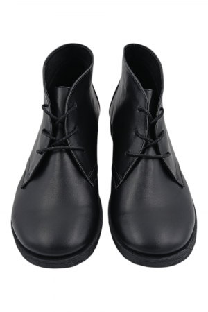 Ghete casual unisex - piele naturală box, șireturi, talpă ușoară, negru [3]