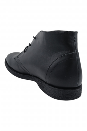 Ghete casual unisex - piele naturală box, șireturi, talpă ușoară, negru [2]