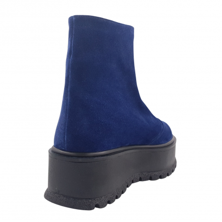 Ghete damă casual, piele naturală, fermoar, talpă înaltă, bleumarin velur [1]
