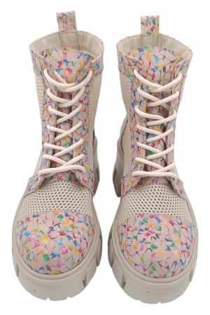 Ghete damă casual, piele naturală, plasă bej, talpă ușoară, crampoane mari, roz colorat, SANDALI [3]