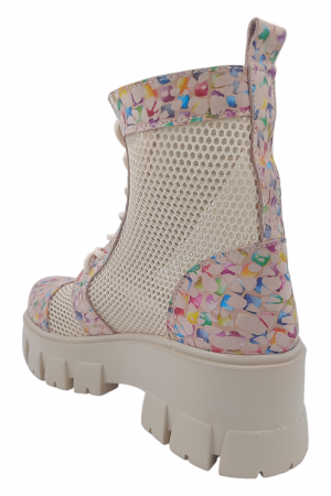 Ghete damă casual, piele naturală, plasă bej, talpă ușoară, crampoane mari, roz colorat, SANDALI [2]
