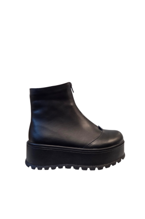 LICHIDARE STOC - Ghete damă negre piele box cu fermoar