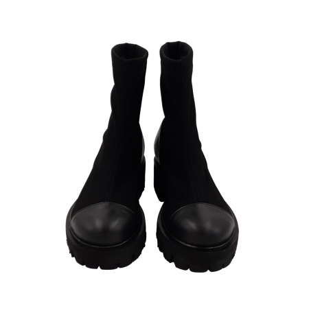Ghete damă casual, piele naturală, stretch (elastic), talpă ușoară, crampoane mari, negru [2]