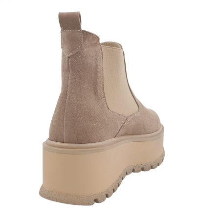 Ghete damă casual, piele naturală, talpă înaltă, fără închidere, bej velur [1]