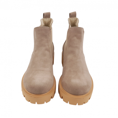 Ghete damă casual, piele naturală velur, talpă ușoară, crampoane mari, bej, Sandali [2]