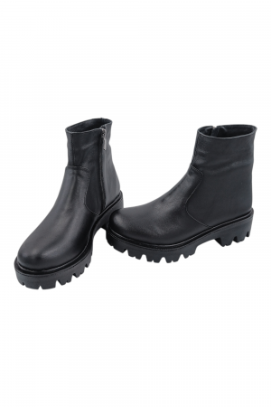 Ghete damă negre din piele naturală, talpă ușoară cu crampoane [4]