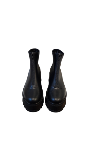 Ghete damă piele naturală box neagră cu fermoar frontal și talpă înaltă antiderapantă [3]