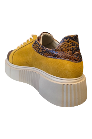 Pantofi damă casual, piele naturală velur, imprimeu sarpe, galben, 39 [2]