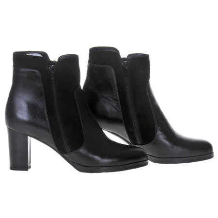 Ghete dama, piele naturala, toc gros, doua fermoare laterale, negru, box, camoscio [1]