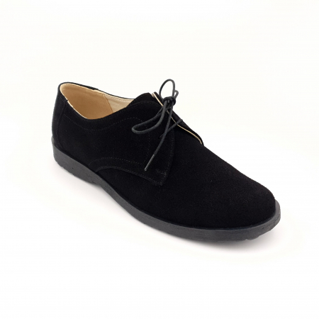 Pantofi fara toc - Pantofi casual, tip unisex, piele naturală întoarsă, negru velur, Sandali