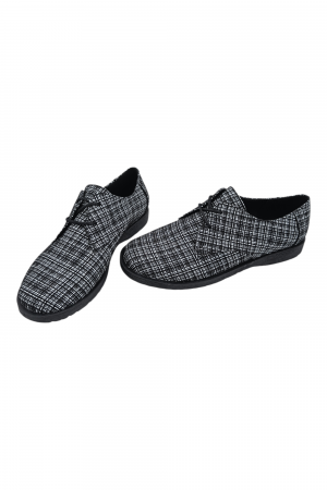 Pantofi casual unisex - piele naturală box, sireturi, talpa usoara, imprimeu carouri [4]