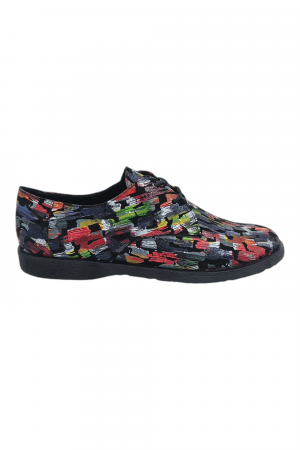 Pantofi damă - Pantofi casual unisex - piele naturală box, sireturi, talpa usoara, imprimeu picasso