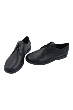 Pantofi casual unisex - piele naturală box, sireturi, talpa usoara, negru [4]