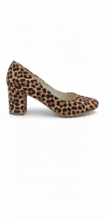 Toamna - Pantofi damă aspect mat cu imprimeu leopard, toc gros 6 cm