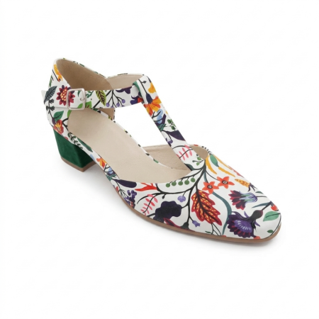 NEW COLLECTION - pantofi dama imprimeu floral garden varf patrat