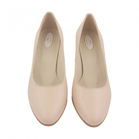 Pantofi damă eleganți, piele naturală box, toc cui, bej-roz. SANDALI [2]