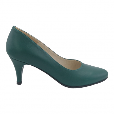 Pantofi cu toc subțire - Pantofi damă eleganți, piele naturală box, toc cui, verde. SANDALI