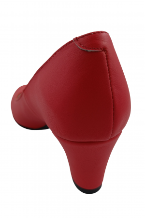 Pantofi damă eleganți, piele naturală box, toc mediu gros îmbrăcat, roșu, SANDALI [2]