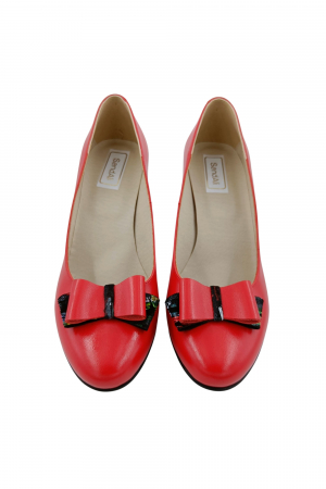 Pantofi dama eleganti, piele naturala, funda, toc mediu gros imbracat cu imprimeu tip picasso, rosu, Sandali [3]