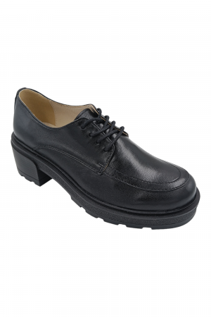 Pantofi fara toc - Pantofi damă eleganți, piele naturală, talpă ușoară, crampoane, negru, SANDALI