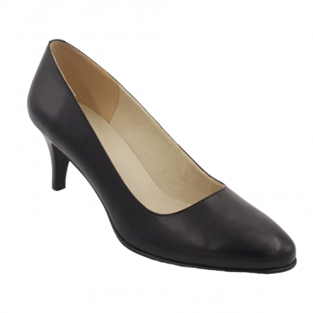 Pantofi cu toc subțire - Pantofi damă eleganți, piele naturală, toc cui, negru, Sandali