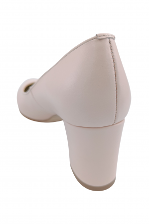 Pantofi damă eleganți, piele naturală, toc gros îmbrăcat, bej-roz, SANDALI [2]
