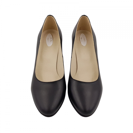 Pantofi damă eleganți, piele naturală, toc gros îmbrăcat, negru floral, Sandali [2]