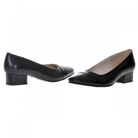 Pantofi damă eleganți , piele naturală, baretă, toc mic și gros, negru, Sandali [2]