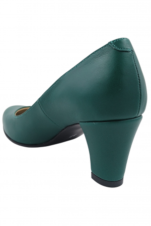 Pantofi damă eleganți, piele naturală, toc mediu gros îmbrăcat, verde, SANDALI [2]