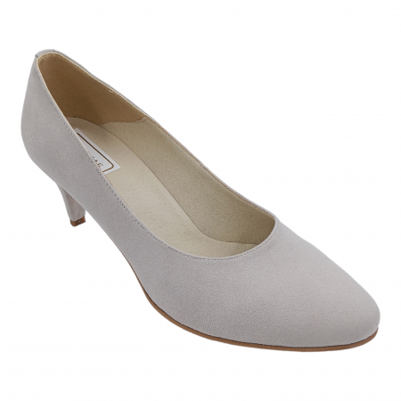 Pantofi damă eleganți, piele naturală velur, toc cui, gri-bej. SANDALI [1]