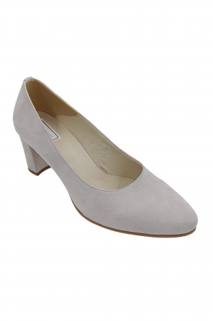 Pantofi damă eleganți, piele naturală velur, toc gros îmbrăcat, gri. SANDALI [1]