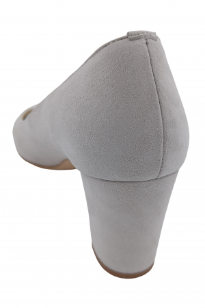 Pantofi damă eleganți, piele naturală velur, toc gros îmbrăcat, gri. SANDALI [2]