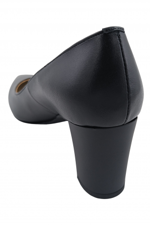 Pantofi damă eleganți, stiletto, piele naturală box, toc gros îmbrăcat, negru. SANDALI [2]