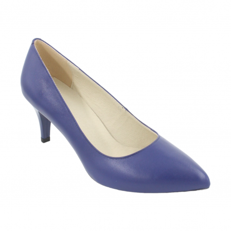 Pantofi cu toc subțire - Pantofi damă eleganți, stiletto, piele naturală, toc cui, albastru, Sandali